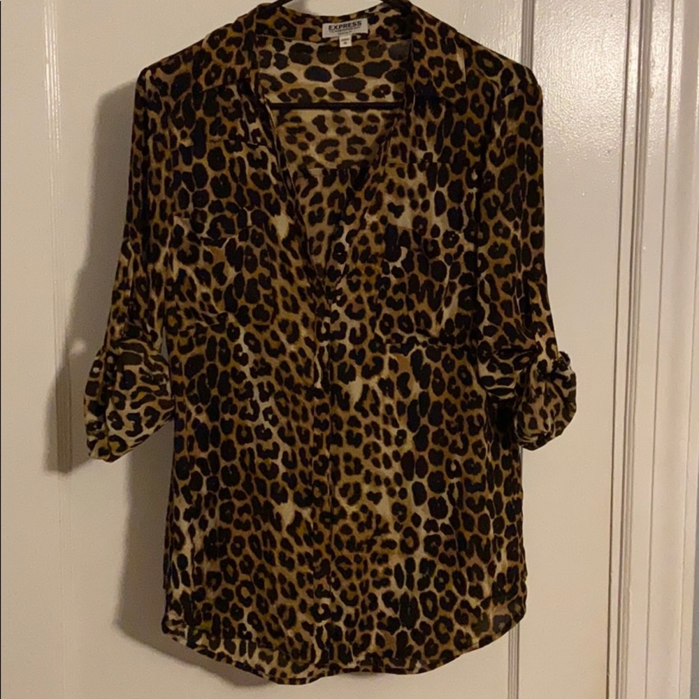 Express Leopard Portofino Shirt